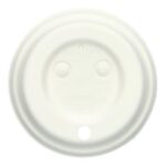 Flach-Deckel Papierfaser Ø 80 mm mit Trinkloch weiss