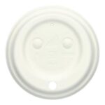 Flach-Deckel Papierfaser Ø 90 mm mit Trinkloch weiss