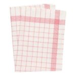 Geschirrtuch 50 cm x 70 cm rot-weiss Halbleinen
