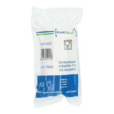 22211 HDPE-Müllbeutel 490 mm x 600 mm transparent a. Rolle 30l T10 PrimeSource – Bild 1