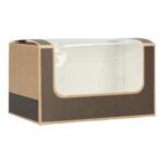 Sandwichbox Karton-PLA 125 mm x 77 mm x 72 mm braun mit Sichtfenster