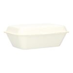 Bagasse-Menübox 191 mm x 136 mm x 44 mm ungeteilt 500 ml weiss VERIVE