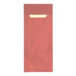 Bestecktasche 8,5 cm x 20 cm bordeaux + Serviette 2-lagig champagner