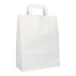 Kraftpapier-Tragetaschen 22 cm x 11 cm x 28 cm weiss 70g