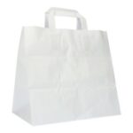 Kraftpapier-Tragetaschen 26 cm x 17,5 cm x 24,5 cm weiss 70g