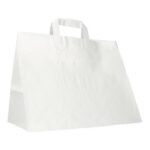 Kraftpapier-Tragetaschen 32 cm x 22 cm x 24 cm weiss 70g