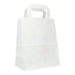 Kraftpapier-Tragetaschen 18,5 cm x 10 cm x 22 cm weiss 70g