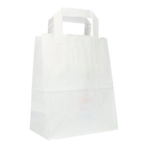 Kraftpapier-Tragetaschen 18,5 cm x 10 cm x 22 cm weiss 70g