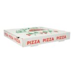 Pizzakarton Francia 29 cm x 29 cm x 4 cm alukaschiert weiss Neutraldruck Fahne