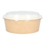 Salatschale Kraft-PE Ø 159 mm x 68 mm 1000ml braun mit transparentem rPET Deckel