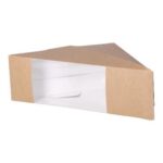Sandwichbox Karton-PLA 123 mm x 52 mm x 123 mm braun mit Sichtfenster