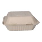 Bagasse-Menübox 223 mm x 200 mm x 50 mm ungeteilt 1000 ml braun