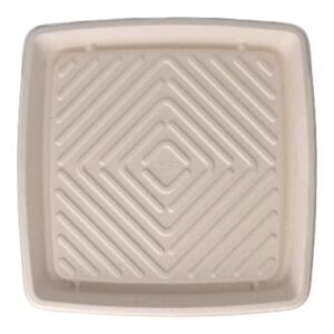 Bagasse-Servierplatte 312 mm x 312 mm x 28 mm braun quadratisch