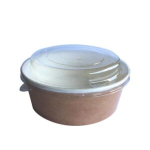 Salatschale Kraft-PE Ø 144 mm x 53 mm 550ml braun mit transparentem rPET Deckel