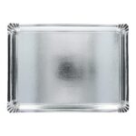 Serviertablett Pappe 34 cm x 45,5 cm silber alukaschiert PrimeSource