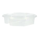 Haushaltsbox PP 215 mm x 218 mm x 57 mm 600+405 ml transparent octagonal 2-get.