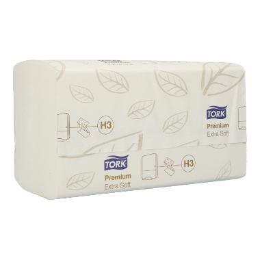 489831 Falthandtücher 23 cm x 23 cm 2-lagig Zickzack weiss H3 Tork Premium – Bild 1
