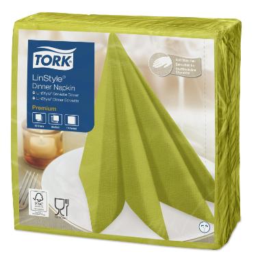 49318 Serviette Airlaid 39 cm x 39 cm 1-lagig 1/4 Falz pistazie Tork LinStyle – Bild 1