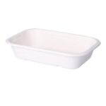 Bagasse-Menüschale 229 mm x 153 mm x 50 mm ungeteilt 850ml weiss