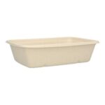Bagasse-Menüschale 229 mm x 165 mm 58 mm ungeteilt 1050 ml weiss