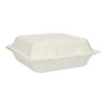 Bagasse-Menübox 236 mm x 229 mm x 85 mm unget. 1100 ml weiss PrimeSource BeGreen