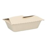 Bagasse-Menübox 215 mm x 150 mm x 55 mm ungeteilt 1000 ml champagner