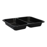 PP-Menüschale 227 mm x 178 mm x 32 mm 2-geteilt schwarz 550+400 ml