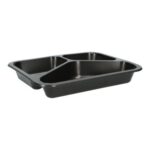 PP-Menüschale 227 mm x 178 mm x 32 mm 3-geteilt schwarz 350+250+150 ml