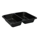 PP-Menüschale 227 mm x 178 mm x 40 mm 2-geteilt schwarz 600+500 ml
