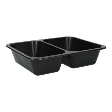 503081 PP-Menüschale 227 mm x 178 mm x 50 mm 2-geteilt schwarz 650+550 ml – Bild 1