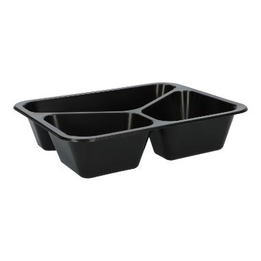 503093 PP-Menüschale 227 mm x 178 mm x 50 mm 3-geteilt schwarz 500+350+200 ml – Bild 1