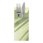 Bestecktasche Sacchetto 8,5 cm x 19 cm bamboo + Serviette 2-lagig weiss