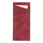 Bestecktasche Sacchetto 8,5 cm x 19 cm bordeaux + Serviette 2-lagig creme