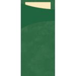 Bestecktasche Sacchetto 8,5 cm x 19 cm jägergrün + Serviette 2-lagig creme