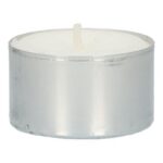 Teelichte Ø 39 mm in Metallhülse weiss 8 Stunden Brenndauer