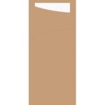 Bestecktasche Sacchetto 8,5 cm x 19 cm braun + Serviette 2-lagig weiss