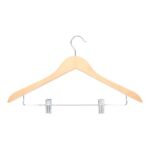 Kleiderbügel Holz mit Klammersteg hellbraun
