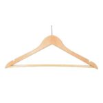 Kleiderbügel Holz mit gummiertem Steg und Diebstahlsicherung hellbraun