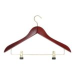 Kleiderbügel Holz mit Klammersteg mahagoni