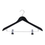 Kleiderbügel Holz mit Klammersteg schwarz