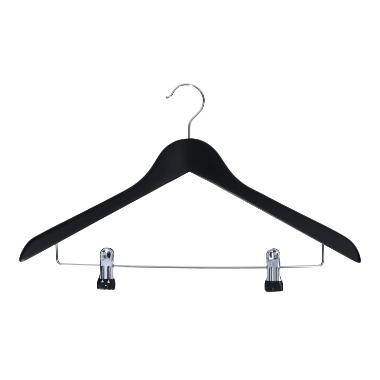 80004917 Kleiderbügel Holz mit Klammersteg schwarz – Bild 1