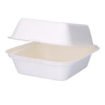 Bagasse-Menübox 153 mm x 147 mm x 42 mm ungeteilt 350 ml weiss VERIVE