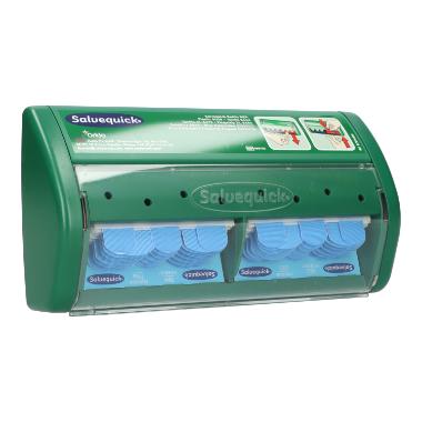 850641 Salvequick Pflasterspender 12 cm x 23 cm x 5,5 cm grün Blue-Detectable bestückt – Bild 1