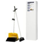 Kehrgarnitur 970 mm x 280 mm x 1040 mm grau-gelb mit langem Stiel