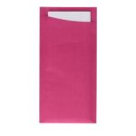 Bestecktasche Sacchetto Dunisoft 11,5 cm x 23 cm Fuchsia + Serviette 2l weiss