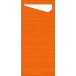 Bestecktasche Sacchetto 8,5 cm x 19 cm Sun Orange + Serviette 2-lagig weiss